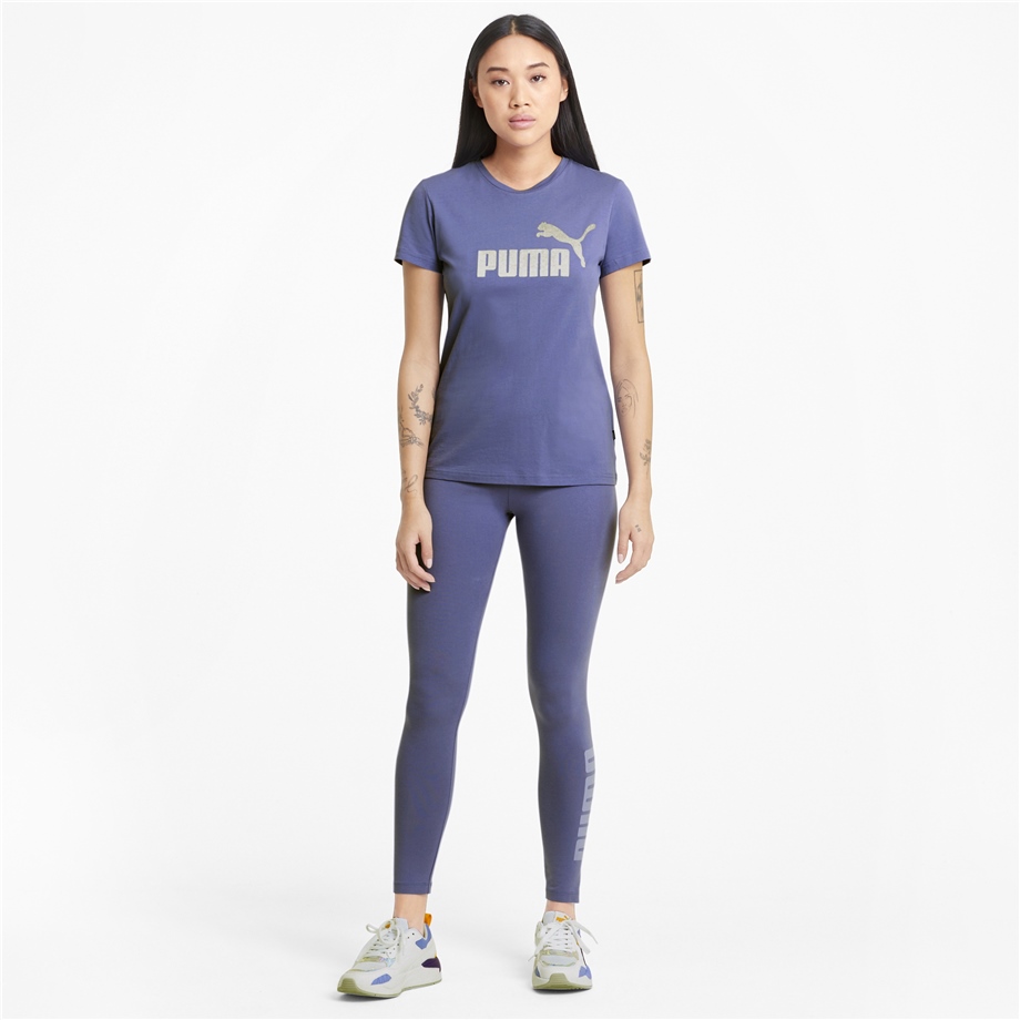 ESS+ Metallic Logo Tee Hazy Blue-Silver