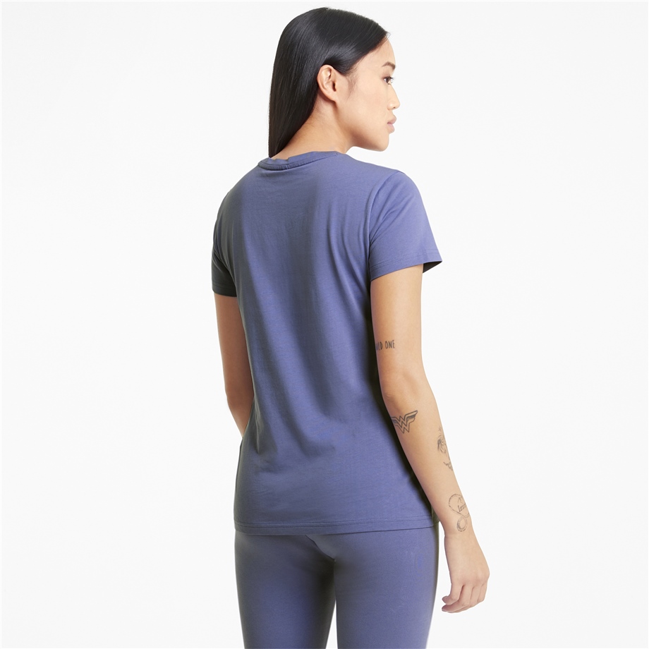 ESS+ Metallic Logo Tee Hazy Blue-Silver