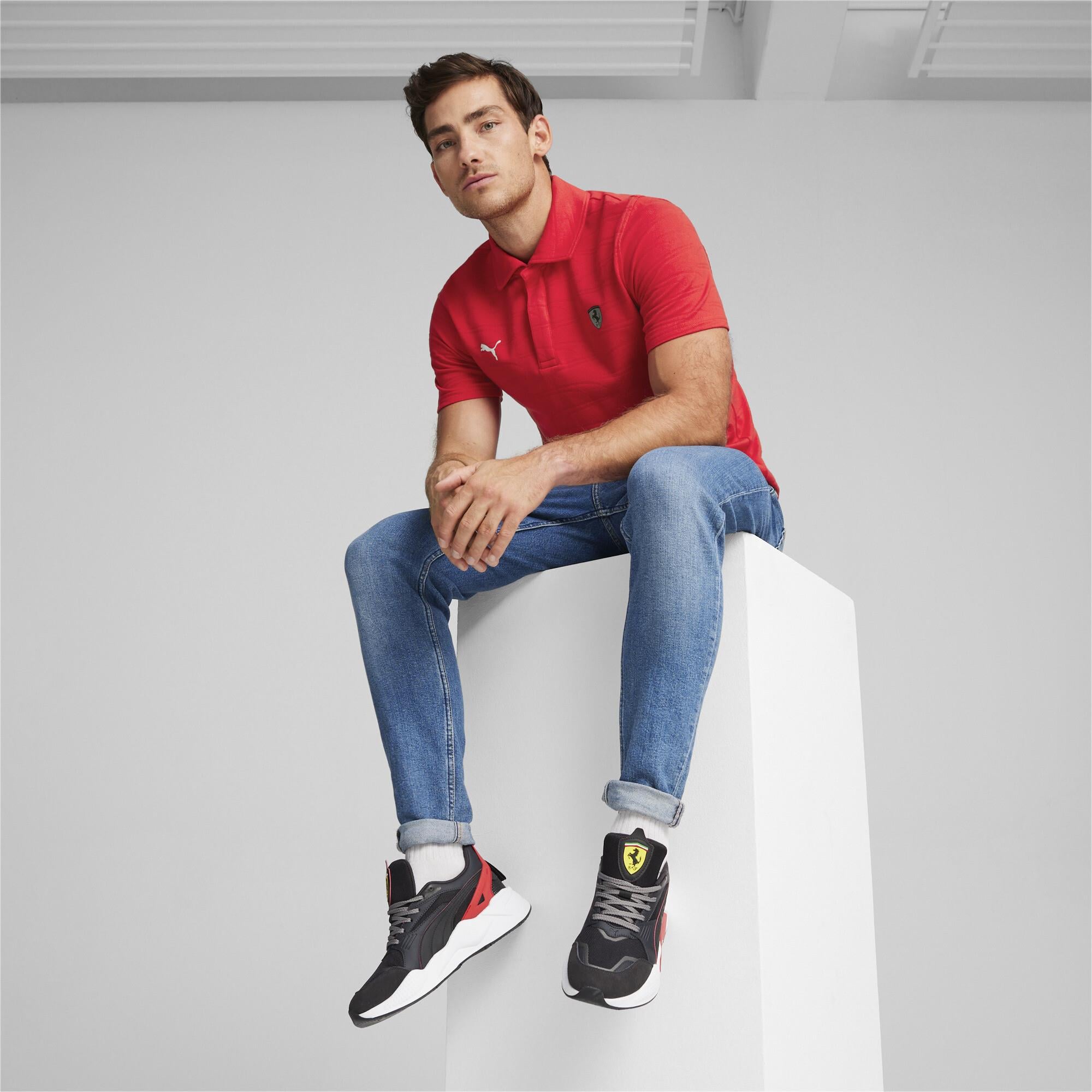 Ferrari Style Jacquard Polo Erkek T-shirt