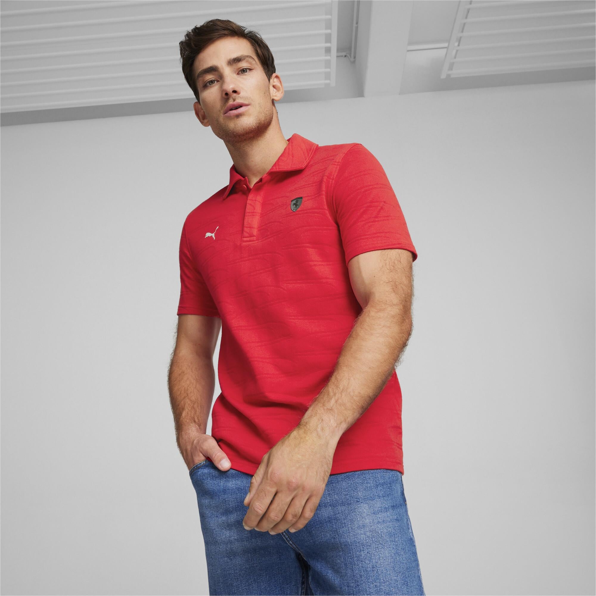 Ferrari Style Jacquard Polo Erkek T-shirt