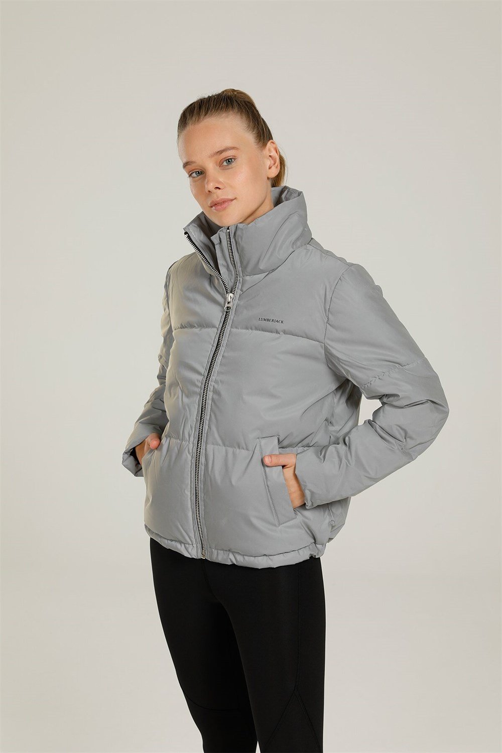Lumberjack 1W Sn37 Space Coat  1Pr Kadın Gri Kısa Mont -101044549