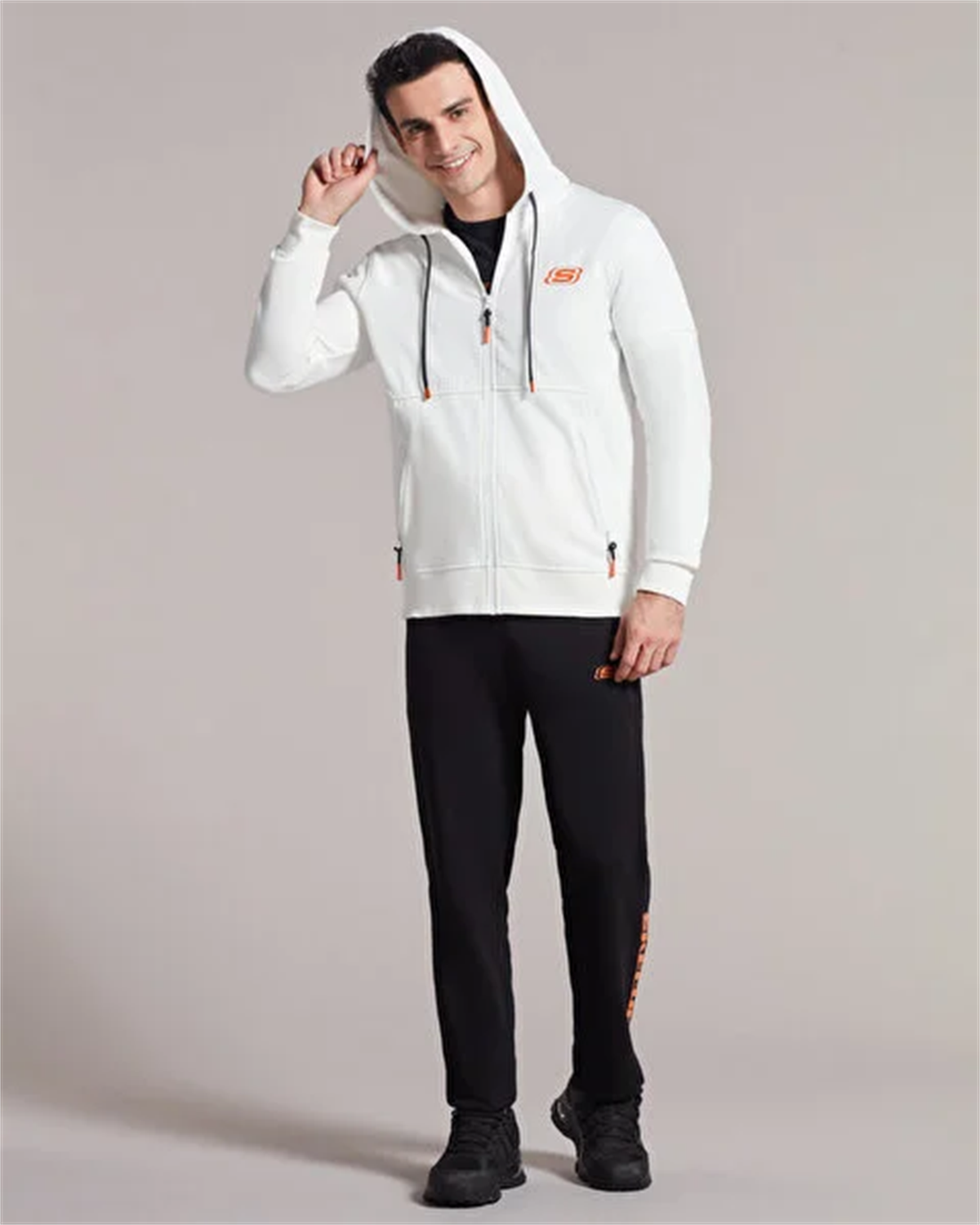 M LW Fleece Pop Up Detailed Full Zip Hoodie Sweatshirt