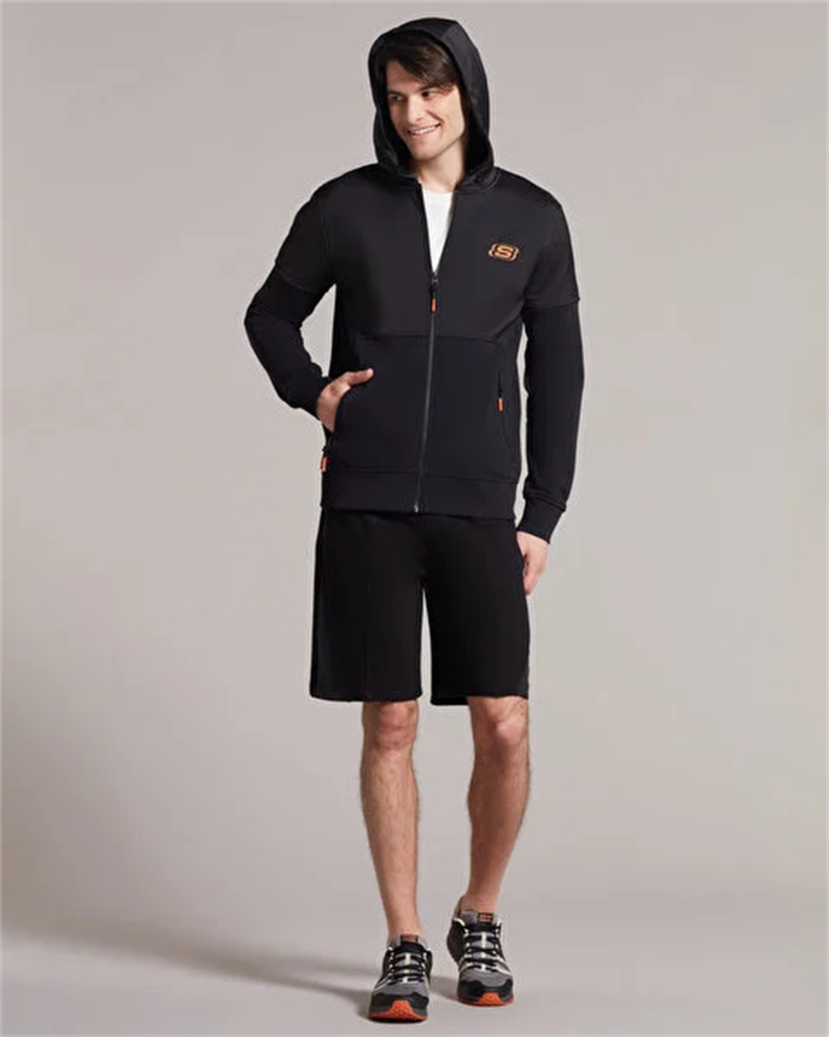 M LW Fleece Pop Up Detailed Full Zip Hoodie Sweatshirt