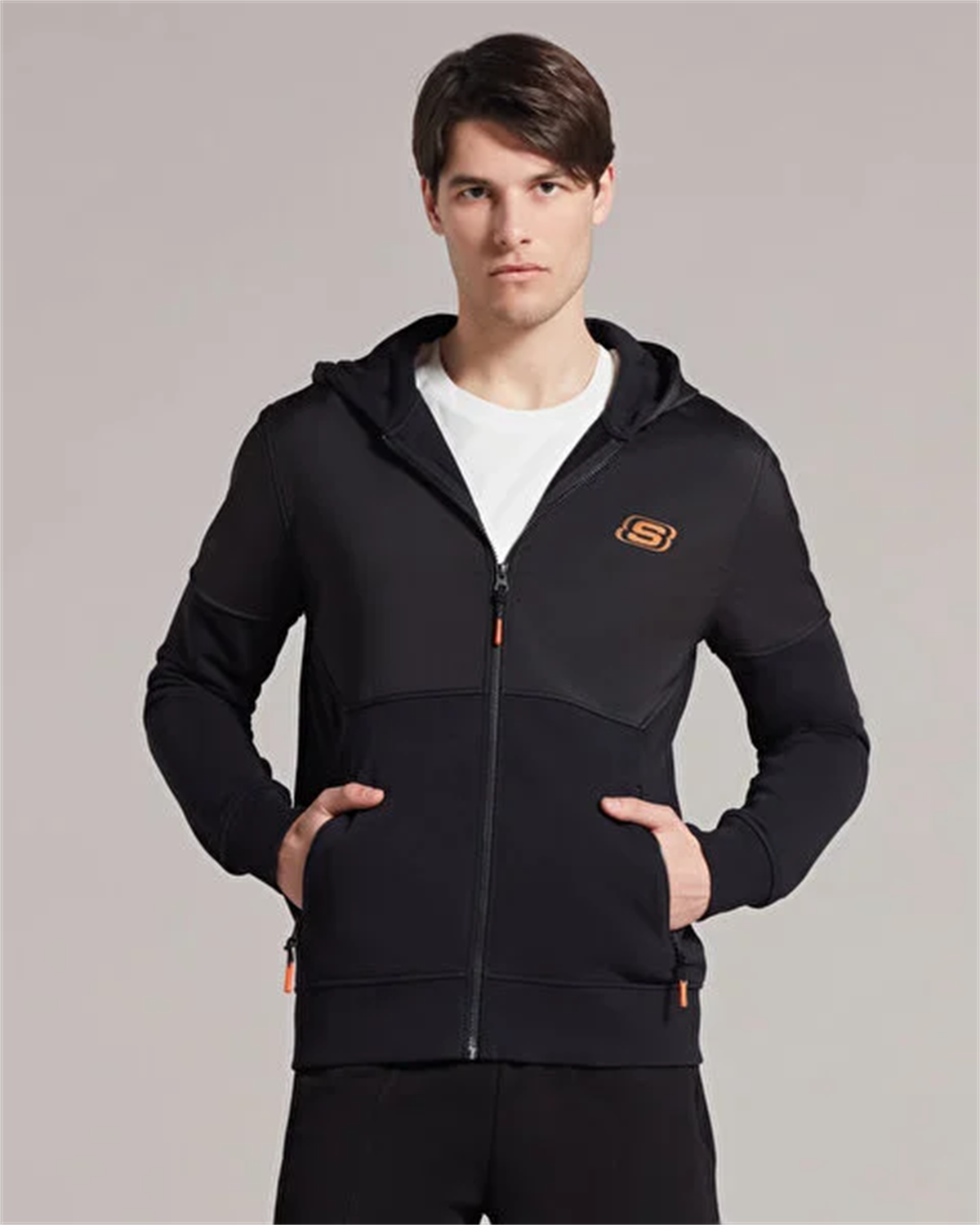 M LW Fleece Pop Up Detailed Full Zip Hoodie Sweatshirt