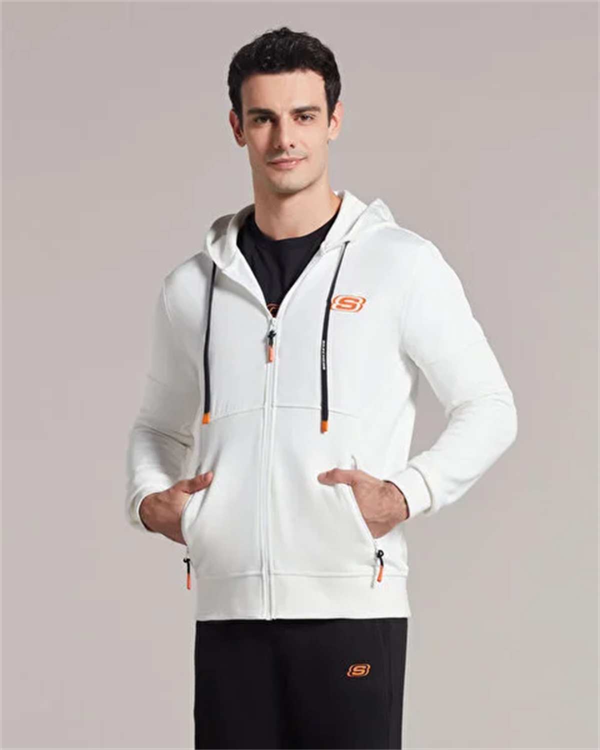 M LW Fleece Pop Up Detailed Full Zip Hoodie Sweatshirt