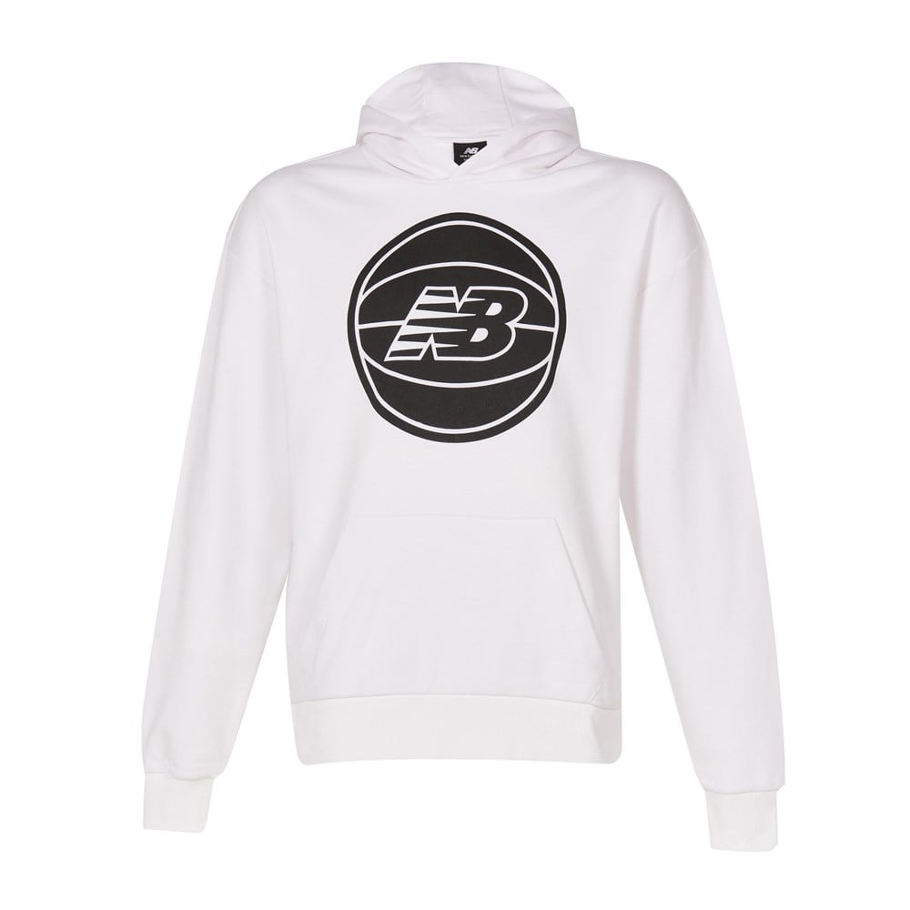 New Balance NB Mens Lifestyle Hoodie Erkek Beyaz Günlük Sweatshirt - MNH1243-WT