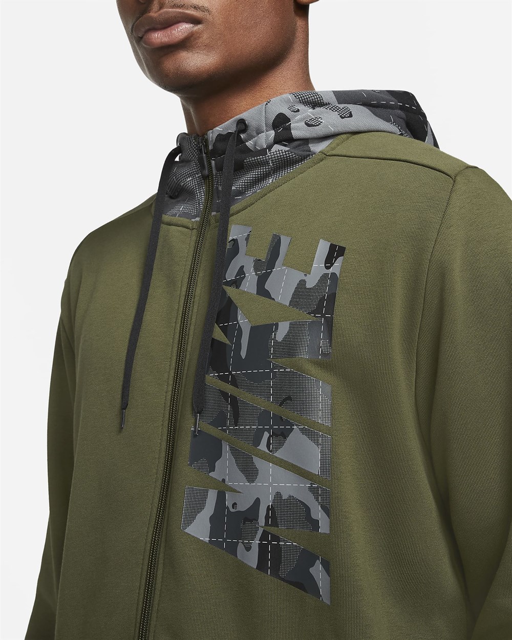 Nike M Nk Df Fz Fa Camo Erkek Yeşil Sweatshirt - DD1733-326