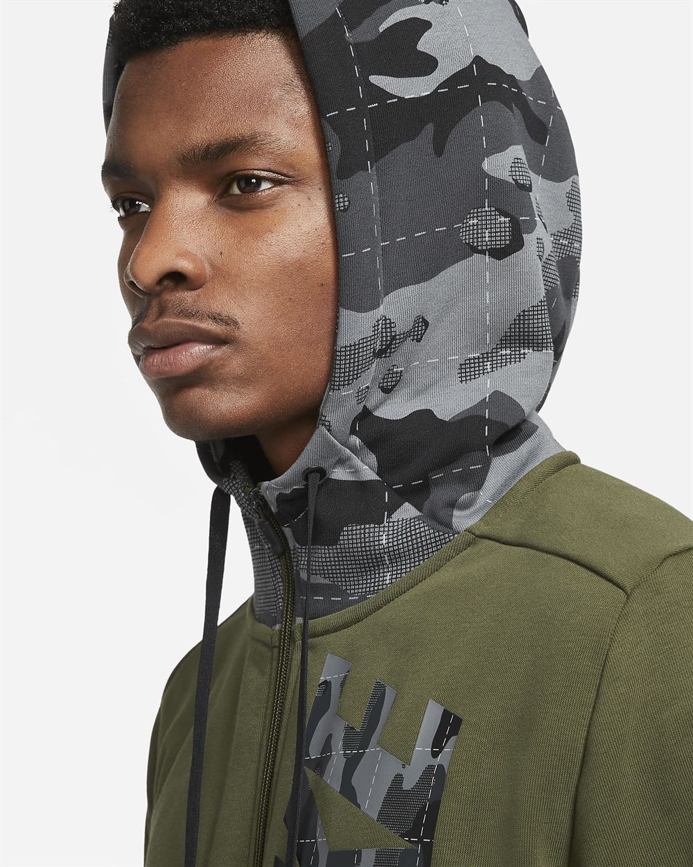 Nike M Nk Df Fz Fa Camo Erkek Yeşil Sweatshirt - DD1733-326