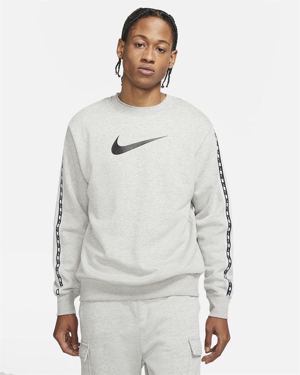 Nike M Nsw Repeat Flc Crew Bb Erkek Gri T-shirt - DM4679-063