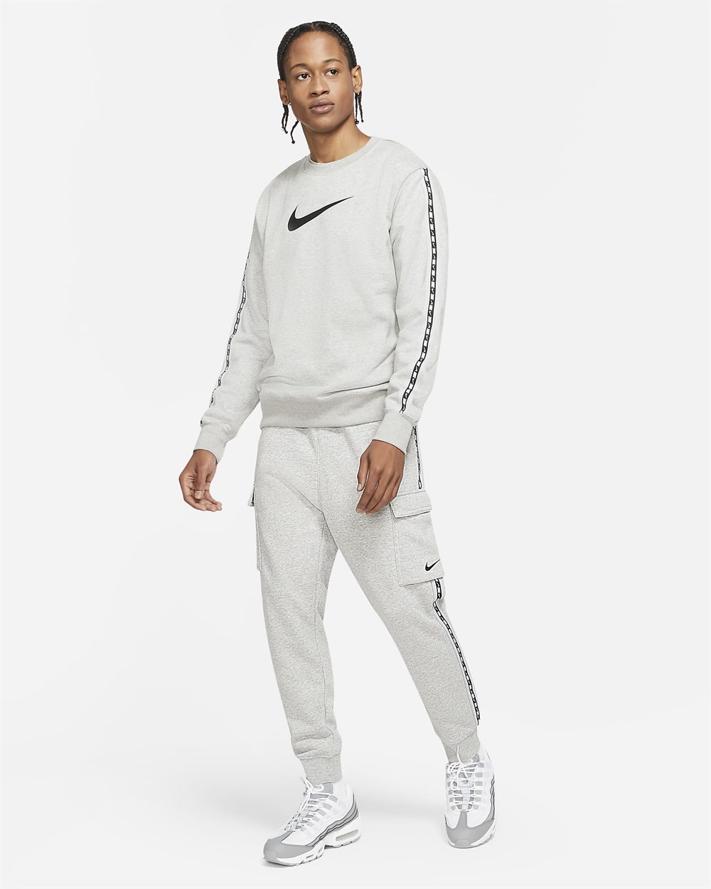 Nike M Nsw Repeat Flc Crew Bb Erkek Gri T-shirt - DM4679-063
