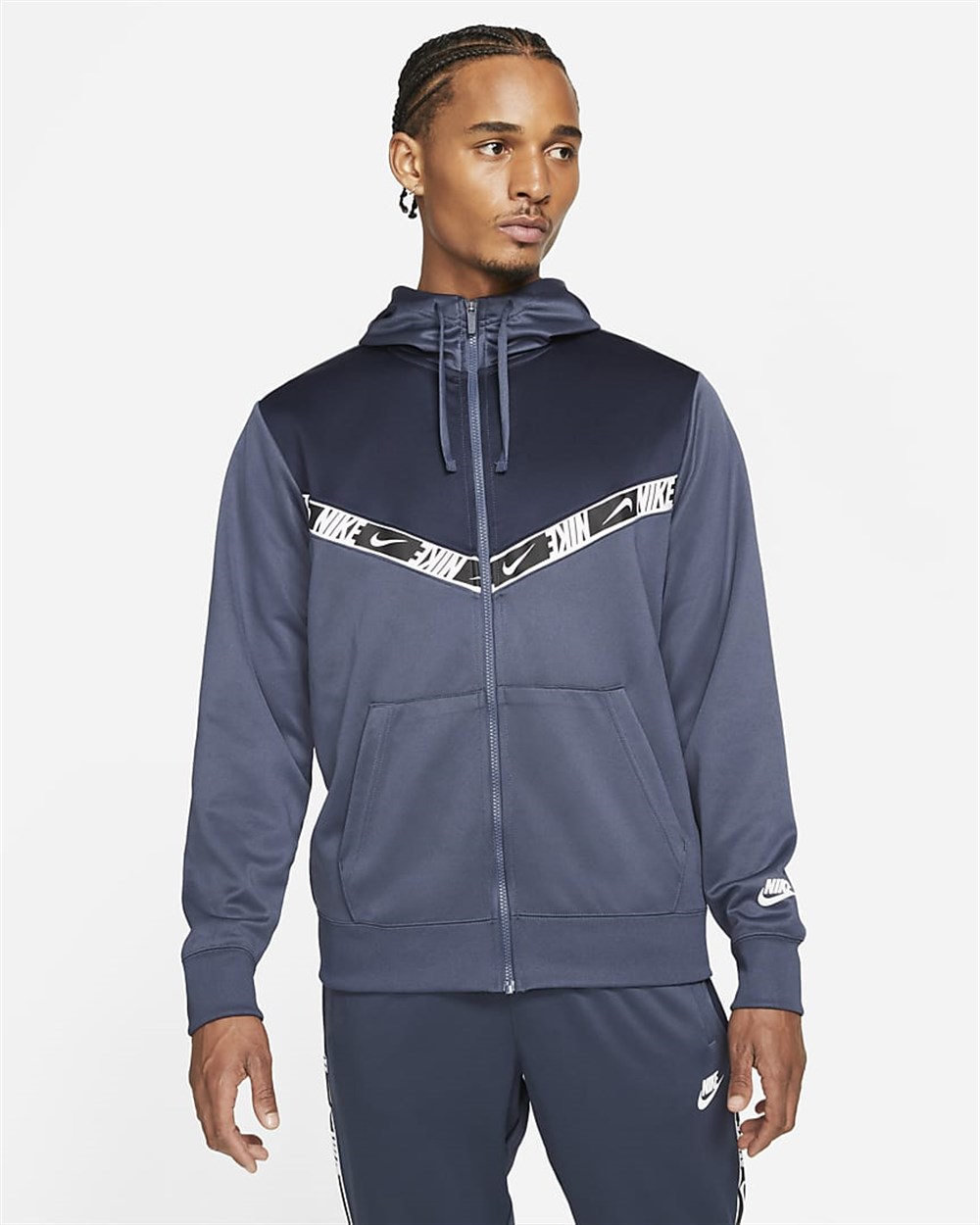Nike M Nsw Repeat Pk Fz Hoodıe Erkek Mavi Sweatshirt - DM4672-437