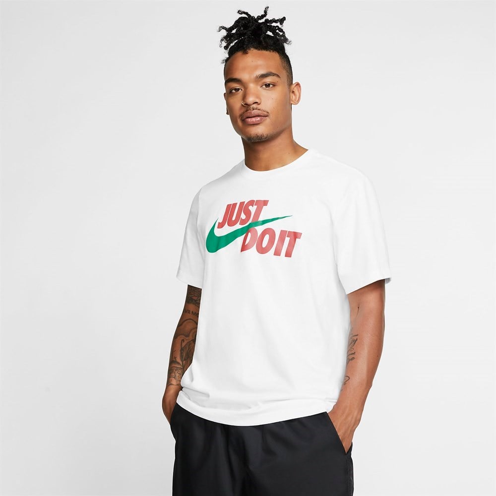 Nike M Nsw Tee Just Do It Swoosh Erkek Beyaz T-shirt - AR5006-107