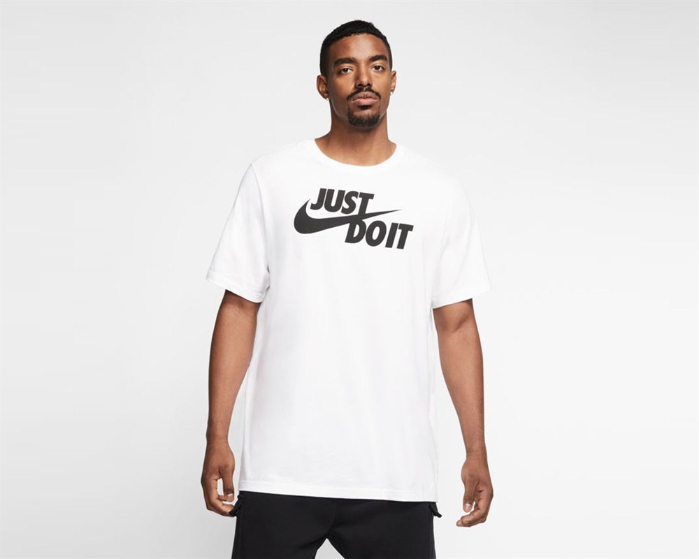 Nike M Nsw Tee Just Do It Swoosh Erkek Beyaz T-shirt - AR5006-100