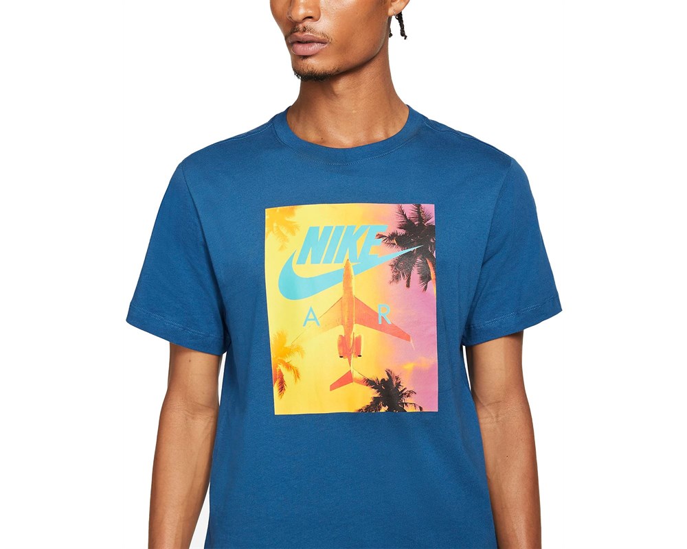 Nike M Nsw Tee Swoosh By Aır Photo Erkek Mavi T-shirt - DJ1407-476