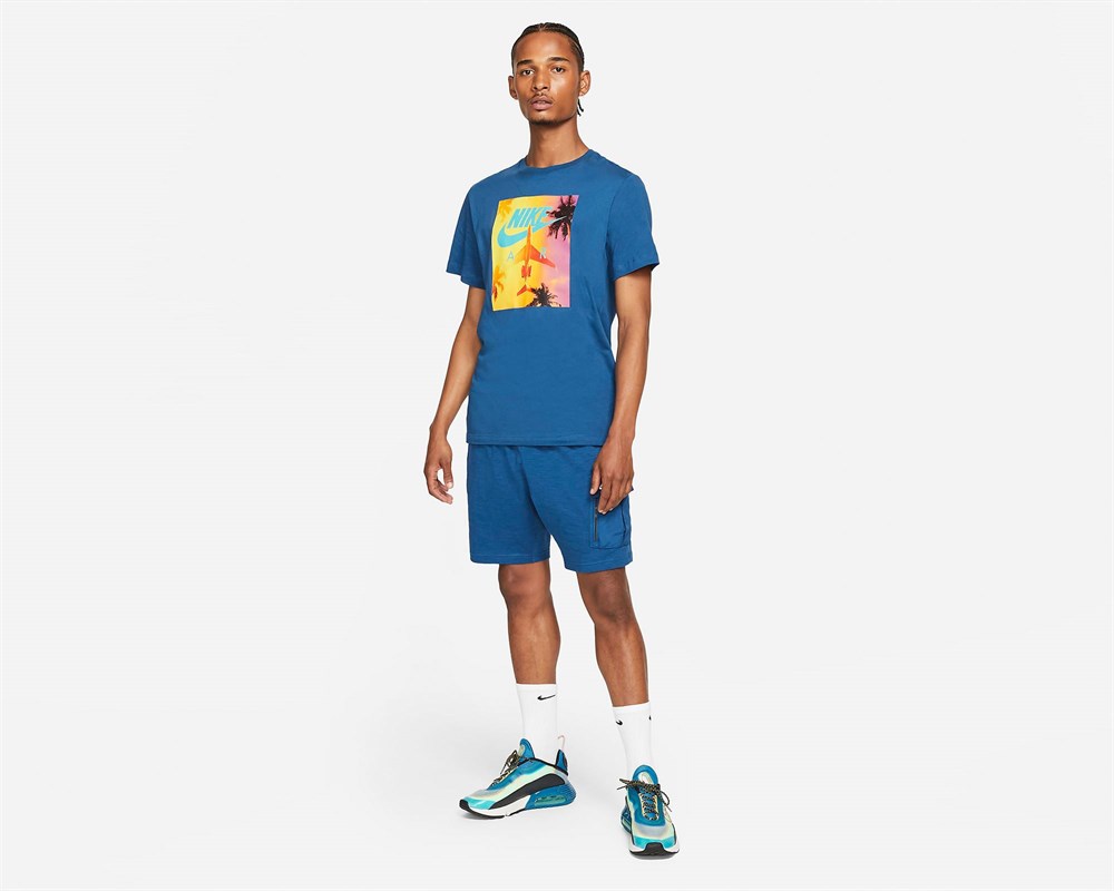 Nike M Nsw Tee Swoosh By Aır Photo Erkek Mavi T-shirt - DJ1407-476