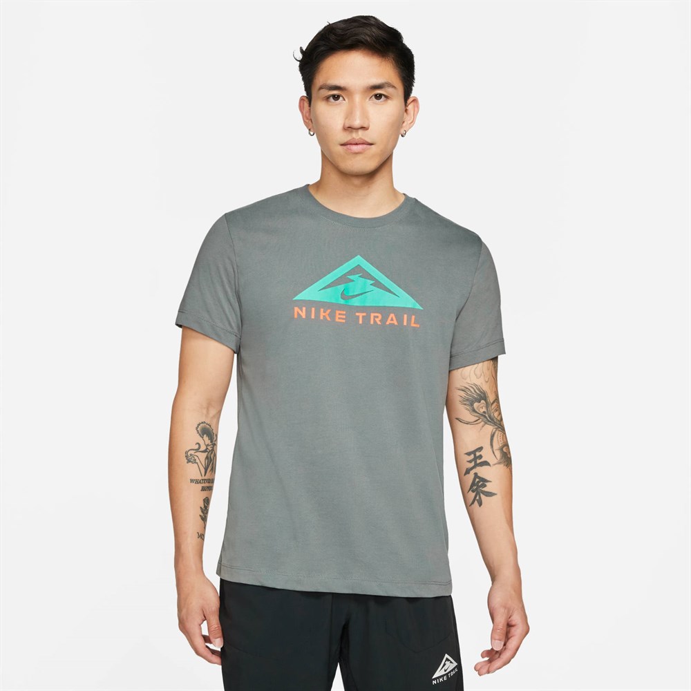 Nike U Nk Df Tee Ss Traıl Erkek Gri T-shirt - CZ9802-084