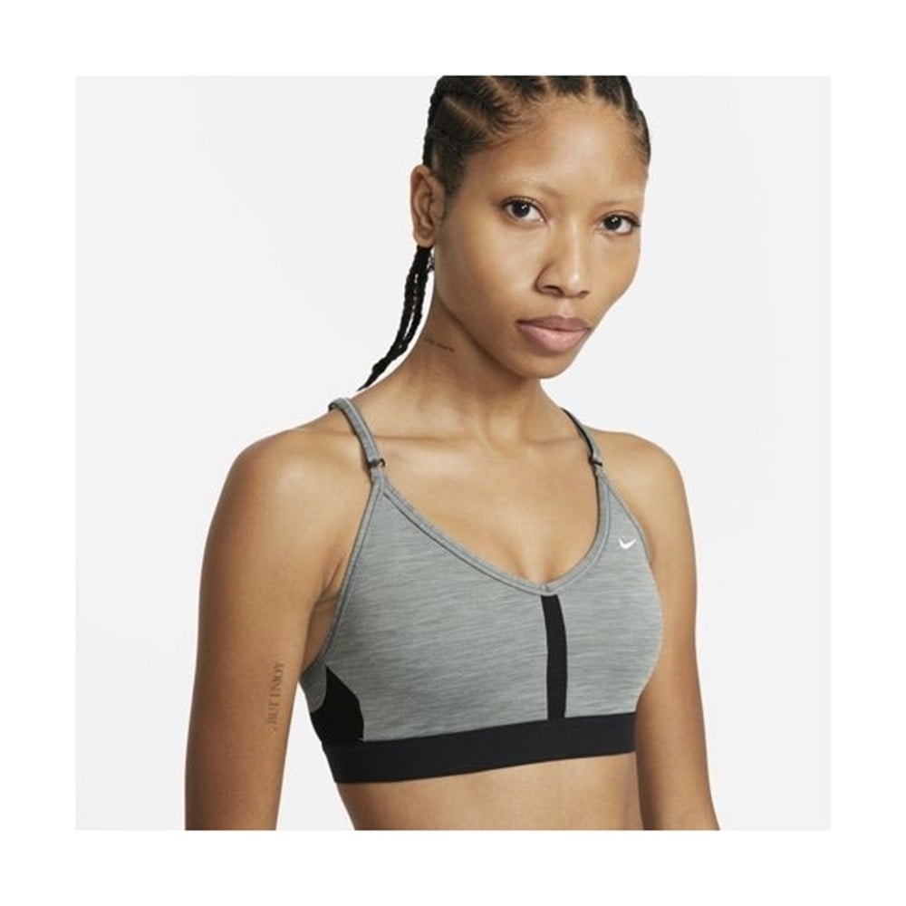 Nike W Nk Df Indy V-Neck Bra Kadın Gri Sporcu Sütyeni - CZ4456-084