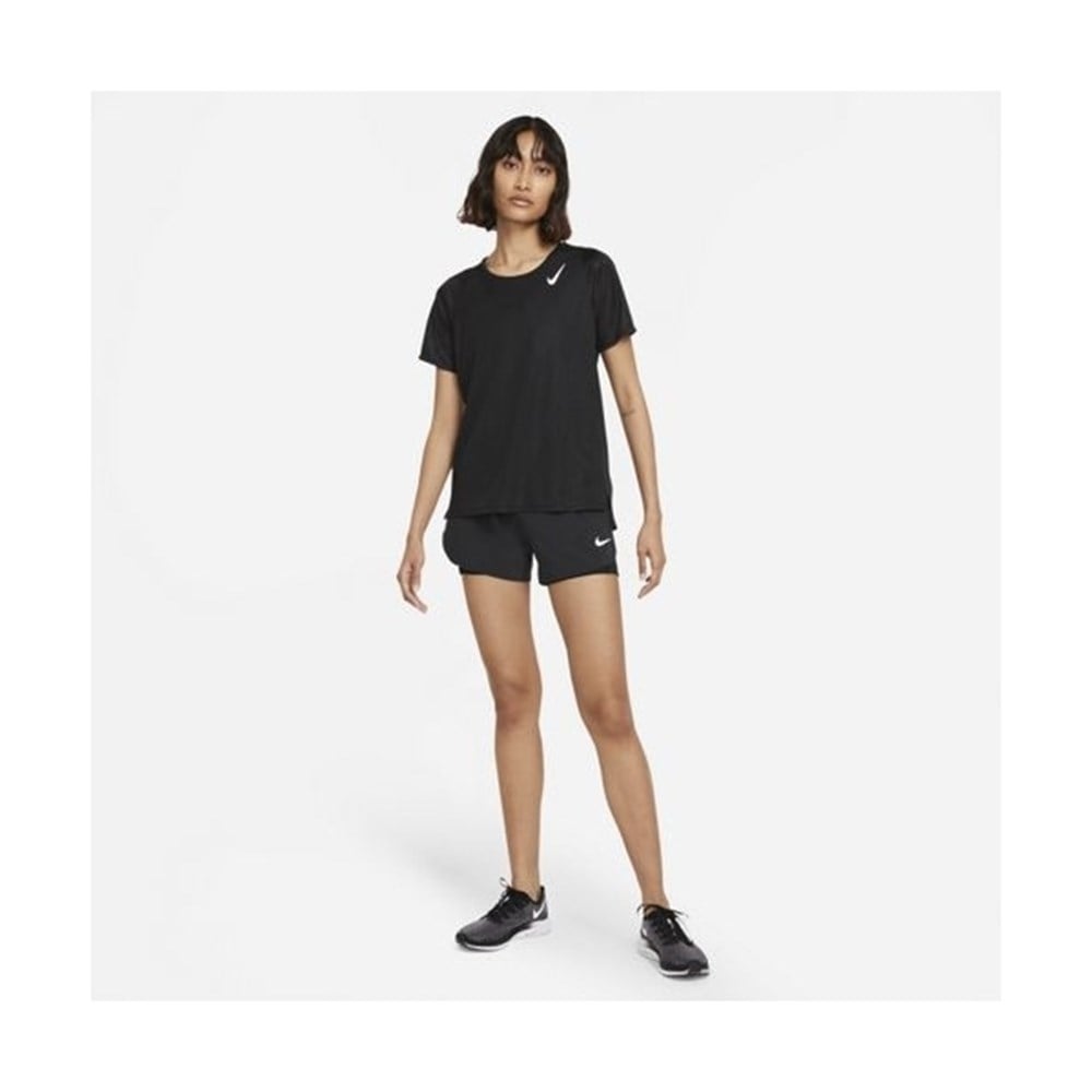 Nike W Nk Df Race Top Ss Kadın Siyah T-shirt - DD5927-010