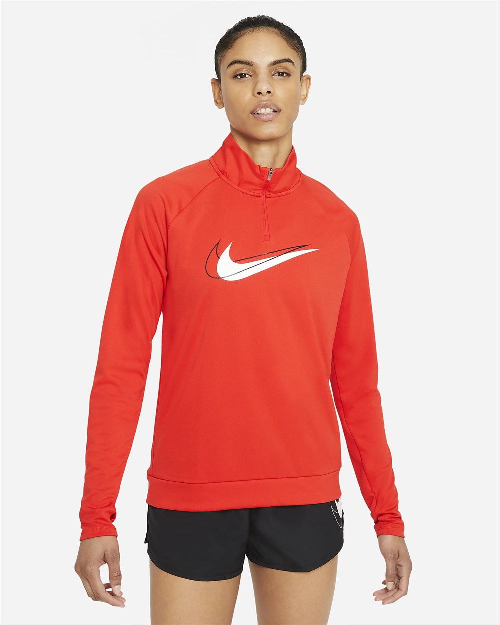 Nike W Nk Df Swsh Run Hz Mdlyr Kadın Kırmızı T-shirt - DD4902-673