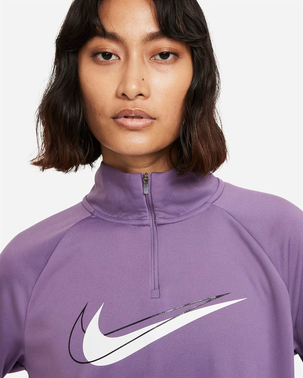 Nike W Nk Df Swsh Run Hz Mdlyr Kadın Mor T-shirt - DD4902-574