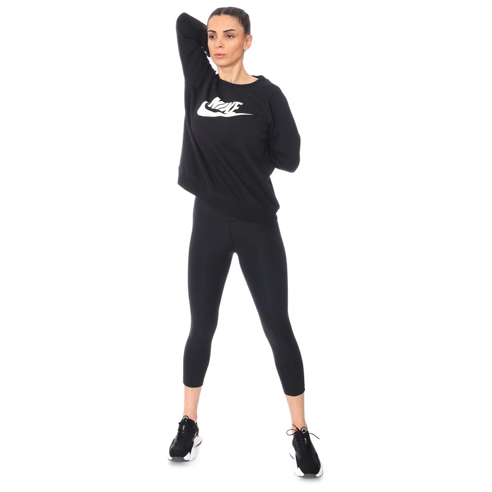 Nike W Nsw Essntl Flc Gx Crew Kadın Siyah T-shirt - BV4112-010