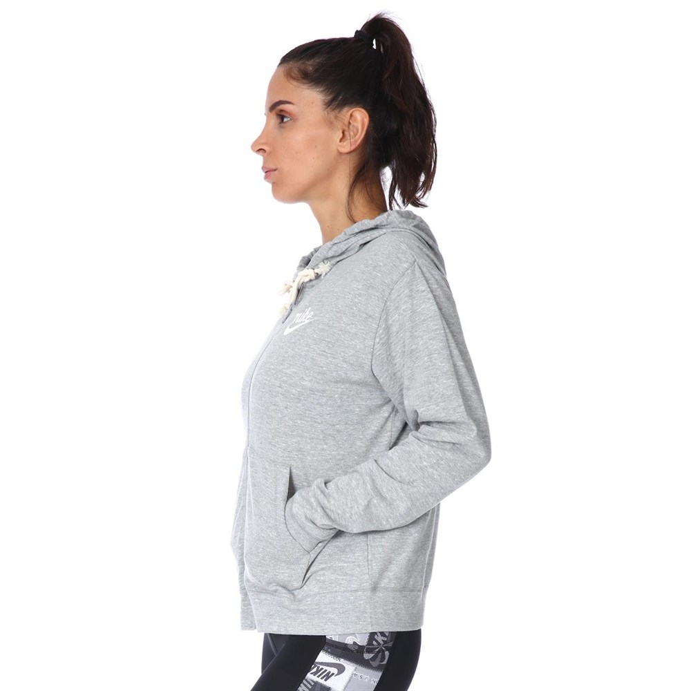 Nike W Nsw Gym Vntg Jsy Fz Hoodıe Kadın Gri Sweatshirt - CJ1694-063