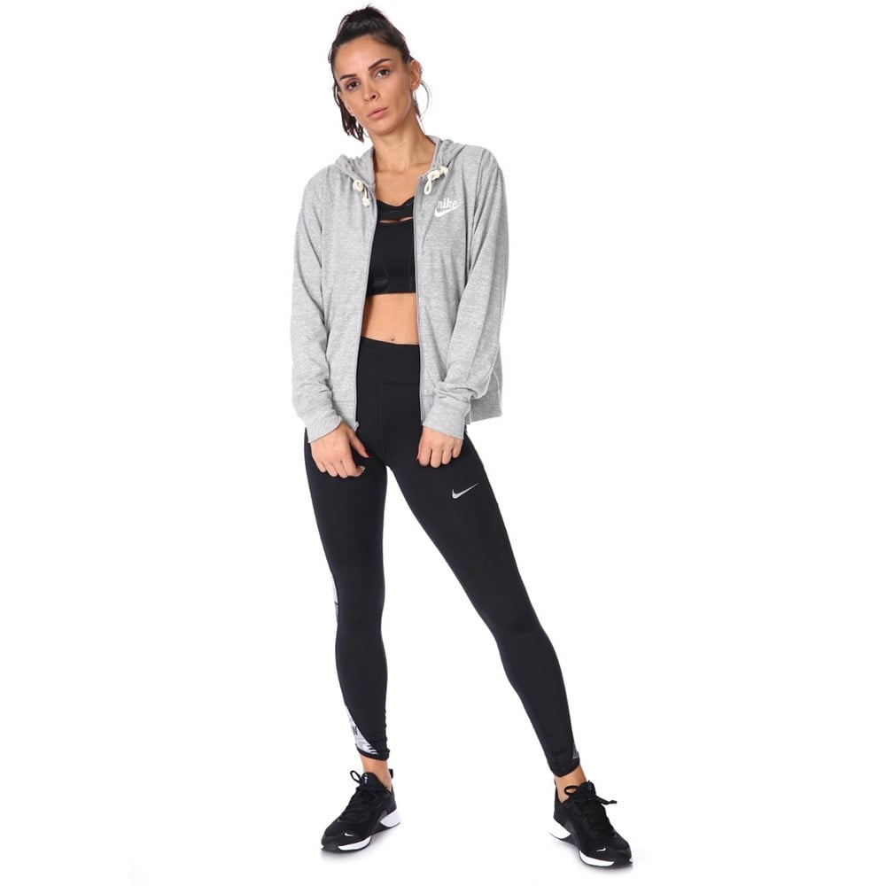 Nike W Nsw Gym Vntg Jsy Fz Hoodıe Kadın Gri Sweatshirt - CJ1694-063