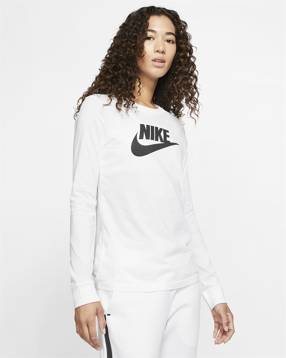 Nike W Nsw Tee Essntl Ls Icon Ftr Kadın Beyaz T-shirt - BV6171-100