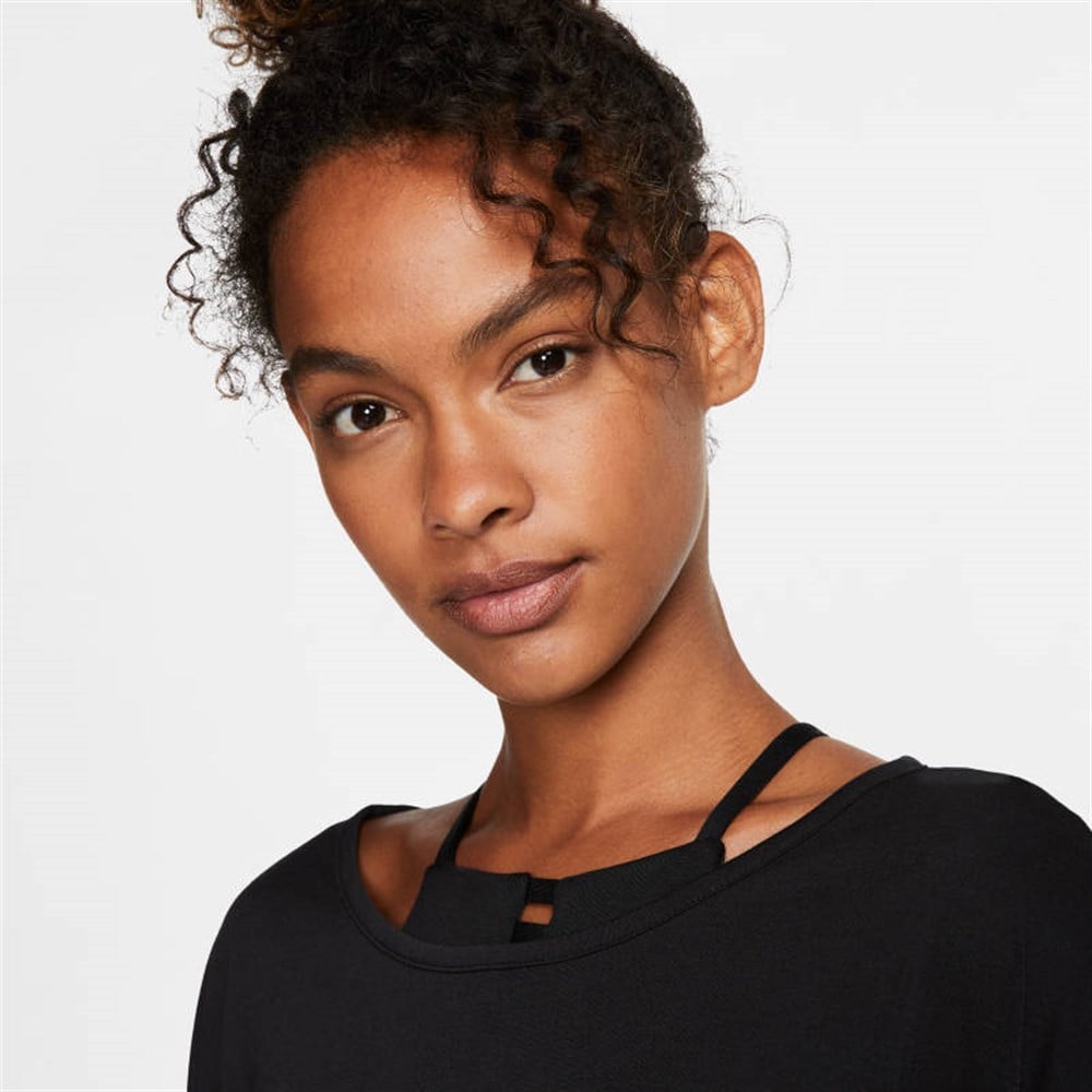 Nike W Ny Df Layer Ss Top Kadın Siyah T-shirt - CJ9326-010