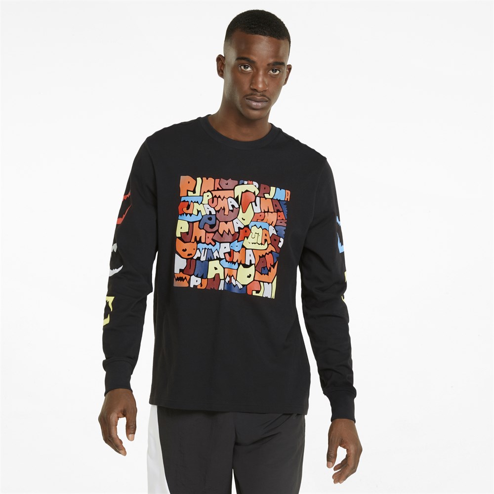 Puma 4Th Quarter Ls Tee Erkek Siyah Günlük Sweatshirt - 532131-07