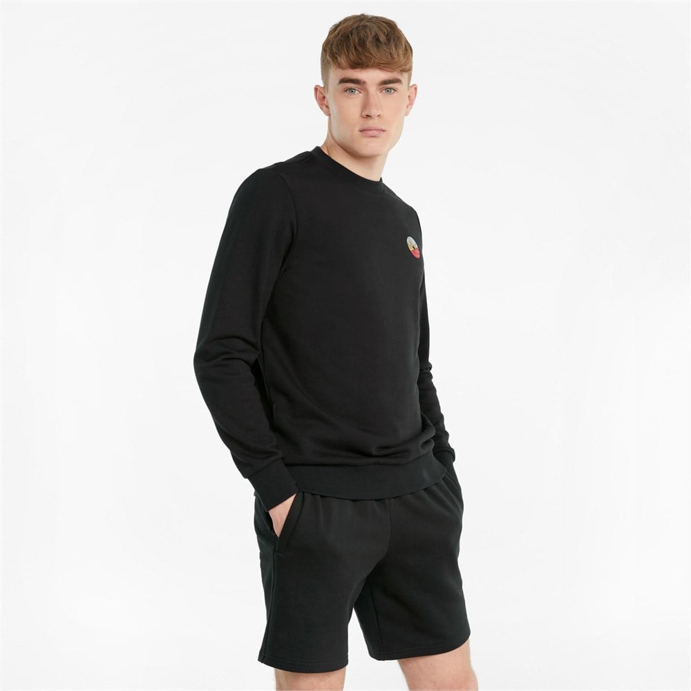 Puma AS Crew TR Erkek Siyah Sweatshirt - 53156401
