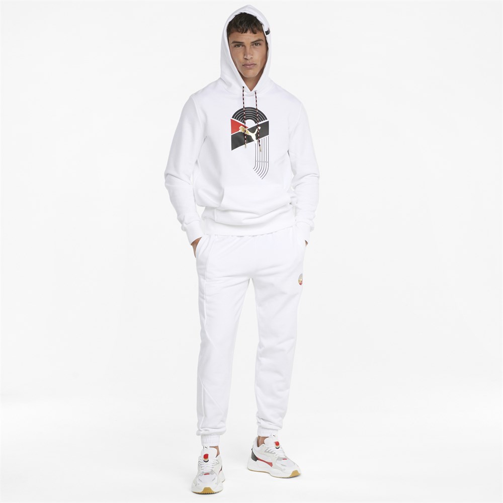 Puma AS Graphic Hoodie TR Erkek Beyaz Sweatshirt - 53157702