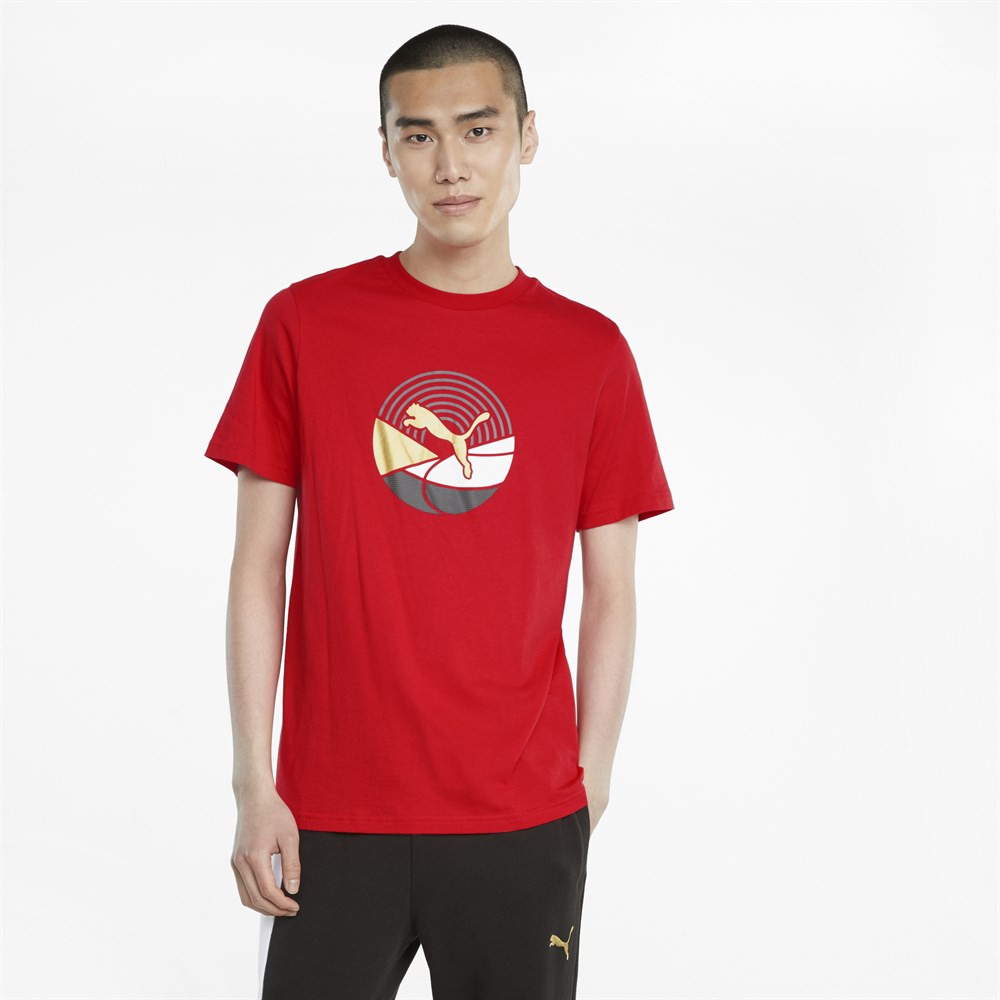 Puma As Graphic Tee Erkek Kırmızı T-Shirt - 84613511
