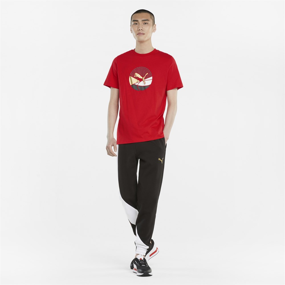 Puma As Graphic Tee Erkek Kırmızı T-Shirt - 84613511