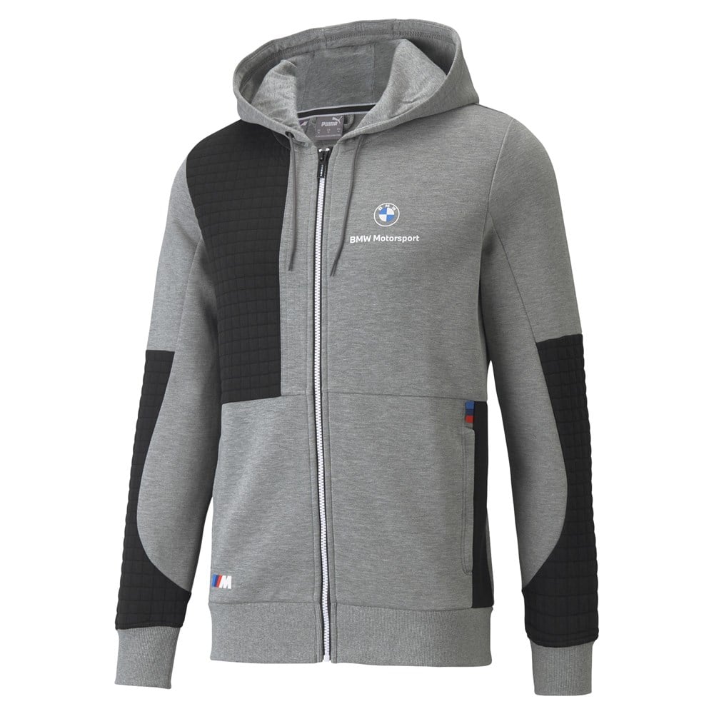 Puma BMW MMS Full-Zip Hoodie Erkek Gri Sweatshirt - 53118703