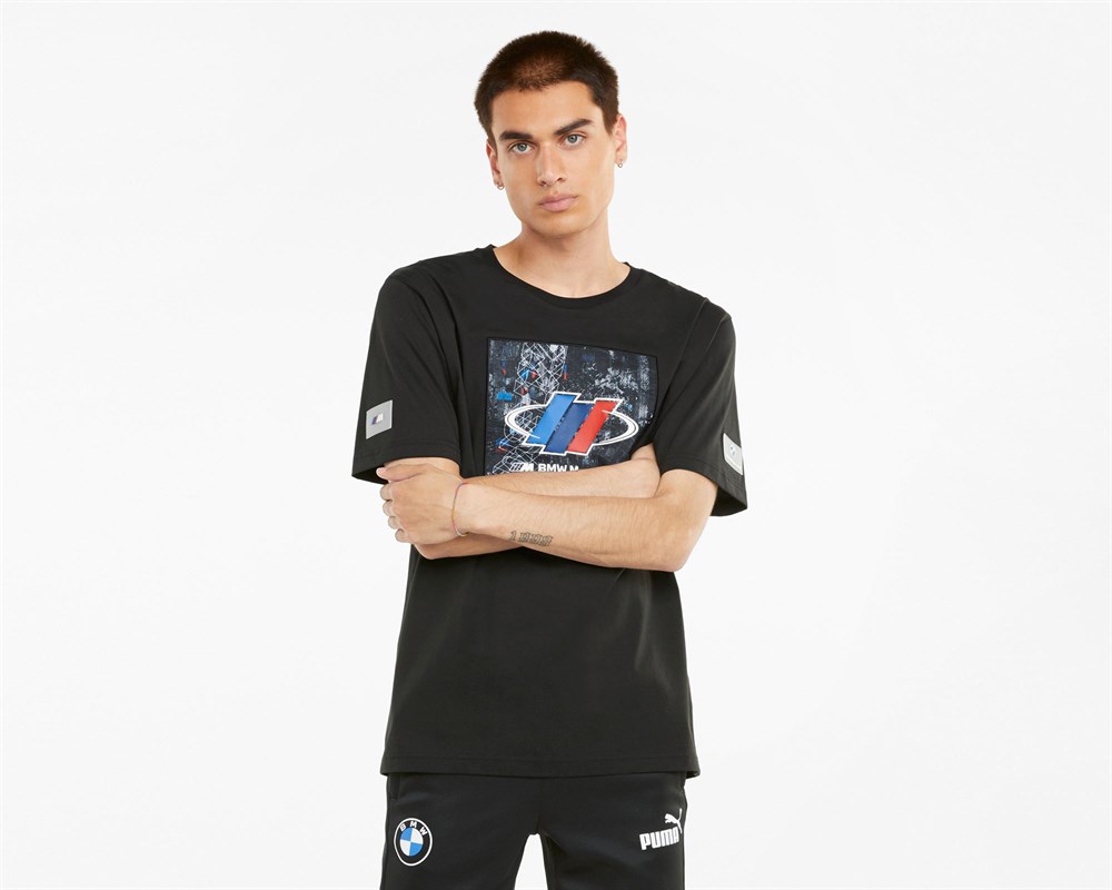 Puma Bmw Mms Street Tee Erkek Siyah T-shirt - 53112701