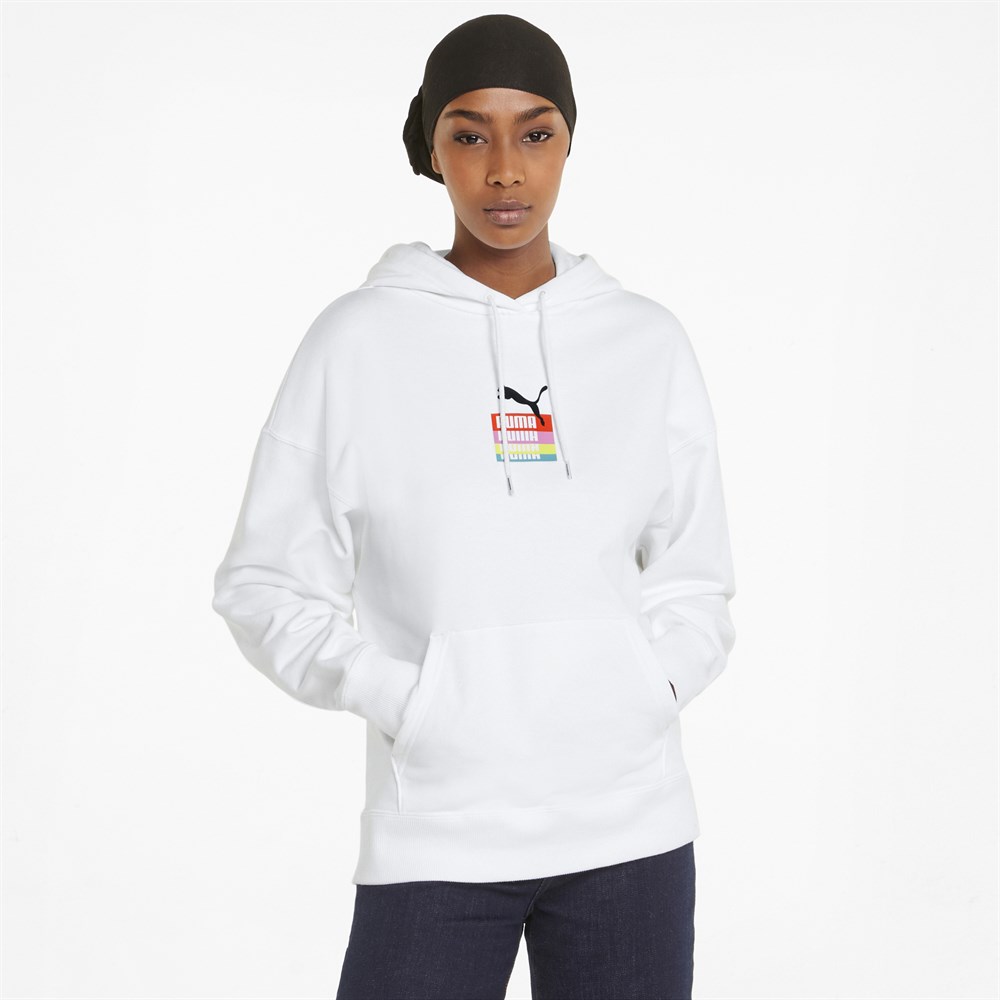 Puma Brand Love Hoodie Tr Kadın Beyaz Günlük Sweatshirt - 534352-02