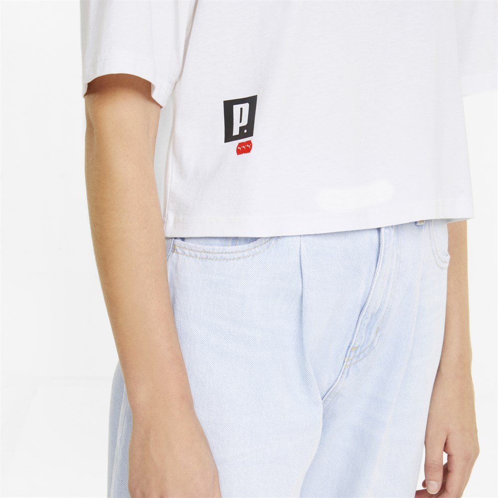 Puma Brand Love Oversized Tee Kadın Beyaz Günlük T-shirt - 534350-02