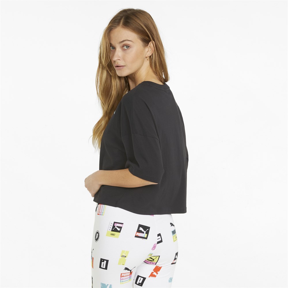 Puma Brand Love Oversized Tee Kadın Siyah Günlük T-shirt - 534350-01
