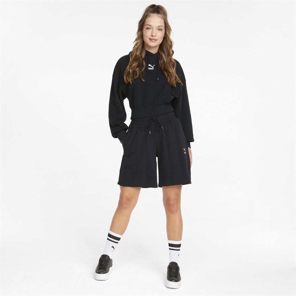 Puma Classics Crop Hoodie Tr Kadın Siyah Günlük Sweatshirt - 535074-01