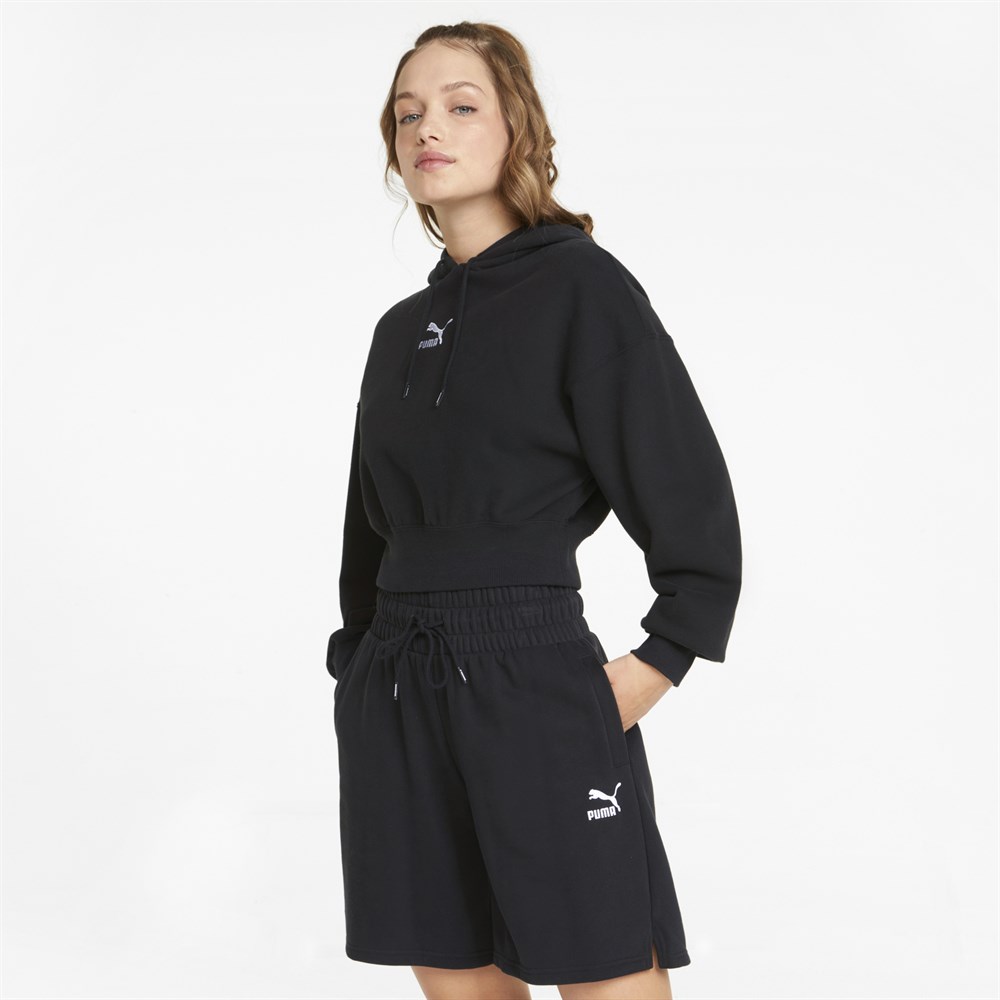 Puma Classics Crop Hoodie Tr Kadın Siyah Günlük Sweatshirt - 535074-01