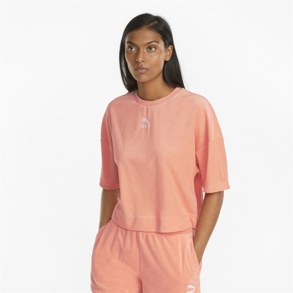 Puma Classics Oversized Toweling Tee Kadın Pembe Günlük T-shirt - 533516-28