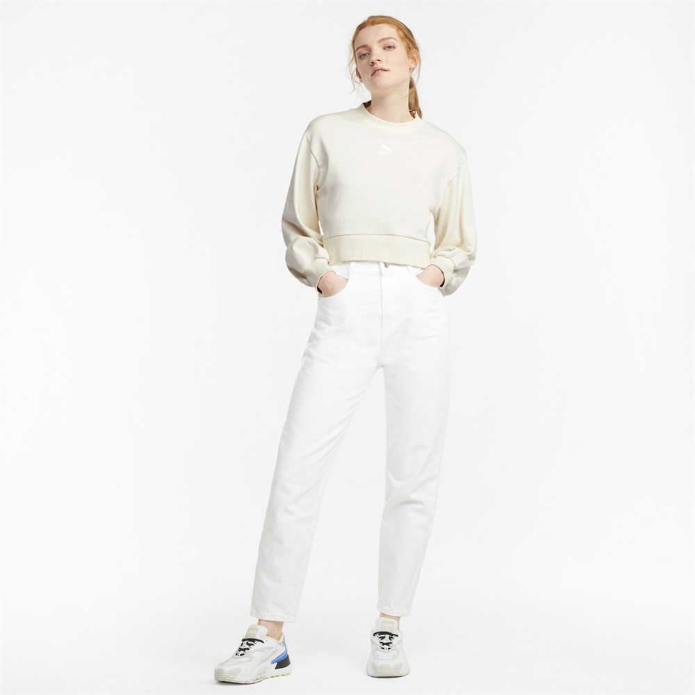 Puma Classics Puff Sleeve Crew Kadın Krem Sweatshirt - 53161673