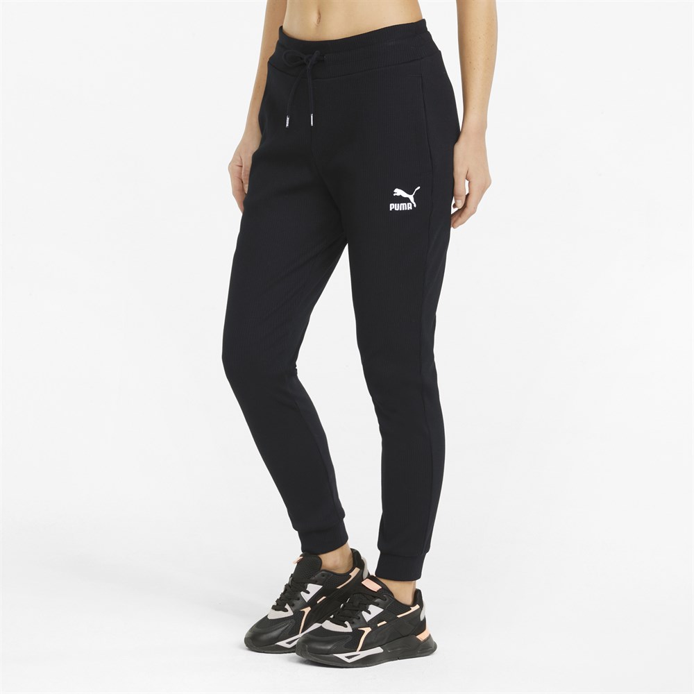 Puma Classics Ribbed Slim Pants Kadın Siyah Günlük Eşofman Altı - 533505-01