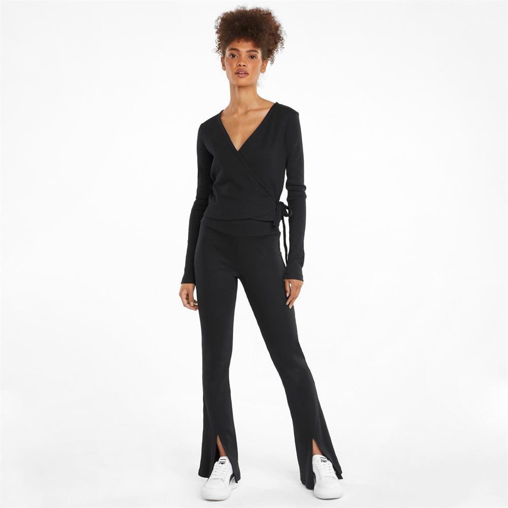 Puma Classics Ribbed Slit Pants Kadın Siyah Eşofman Altı - 53161401