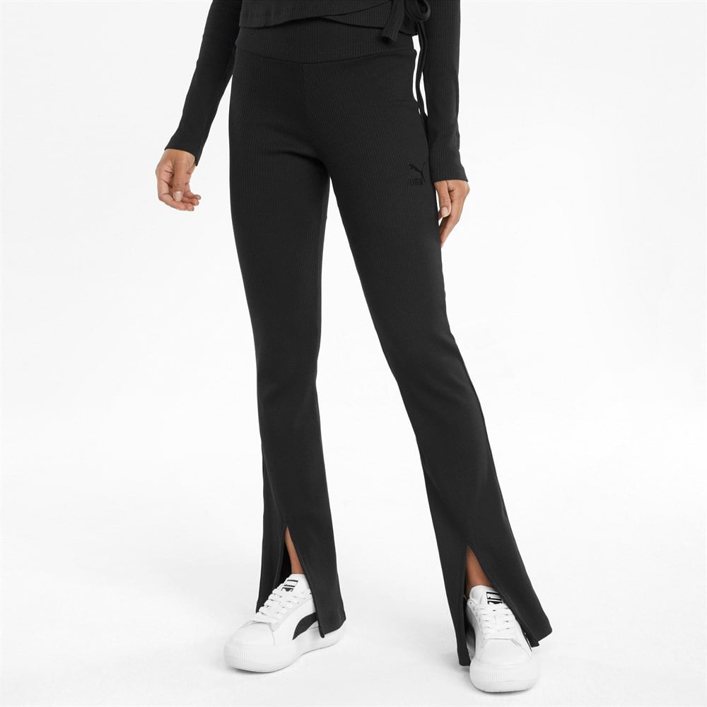 Puma Classics Ribbed Slit Pants Kadın Siyah Eşofman Altı - 53161401