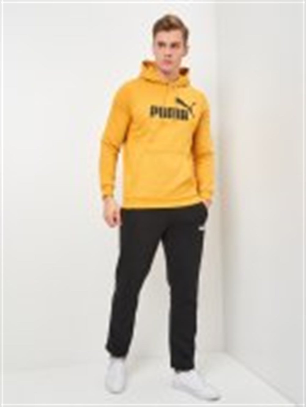 Puma Ess Big Logo Hoodie Fl (S) Erkek Sarı Sweatshirt - 58668737