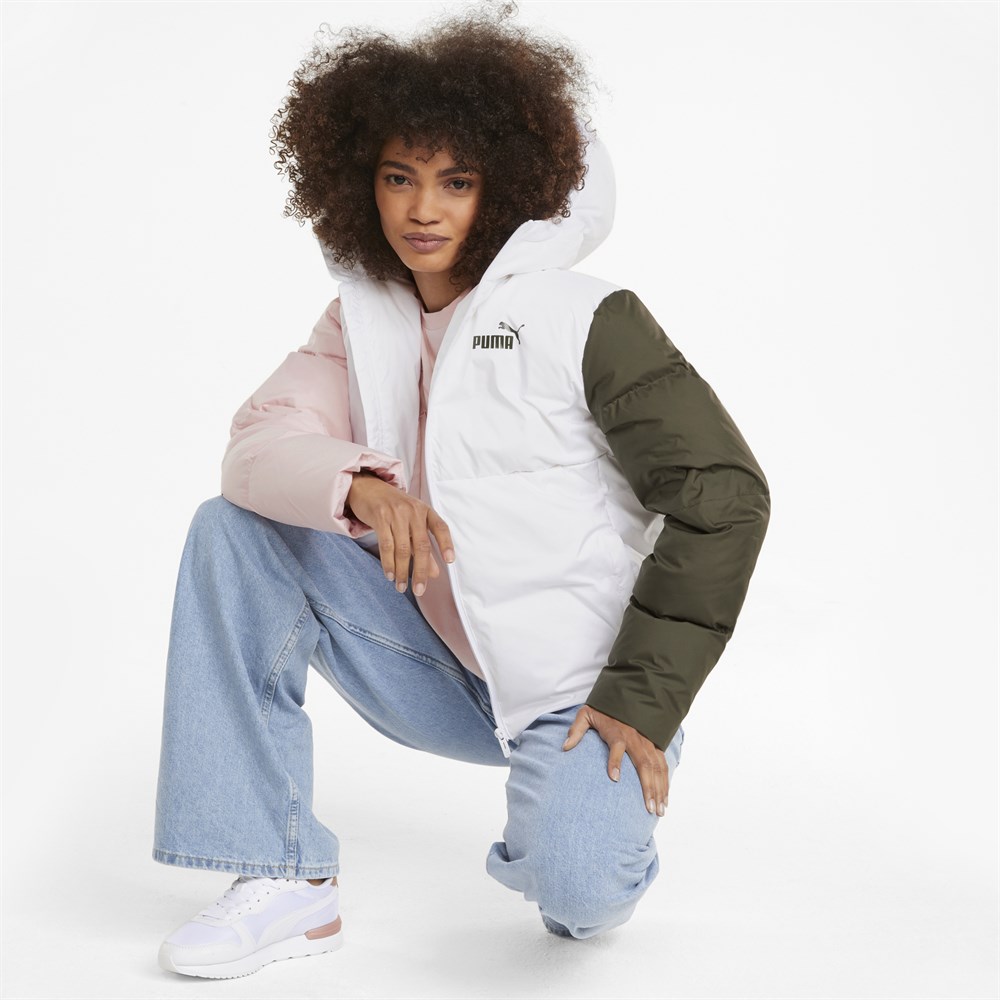 Puma Ess + Cb Down Jacket Kadın Beyaz Mont - 58769702