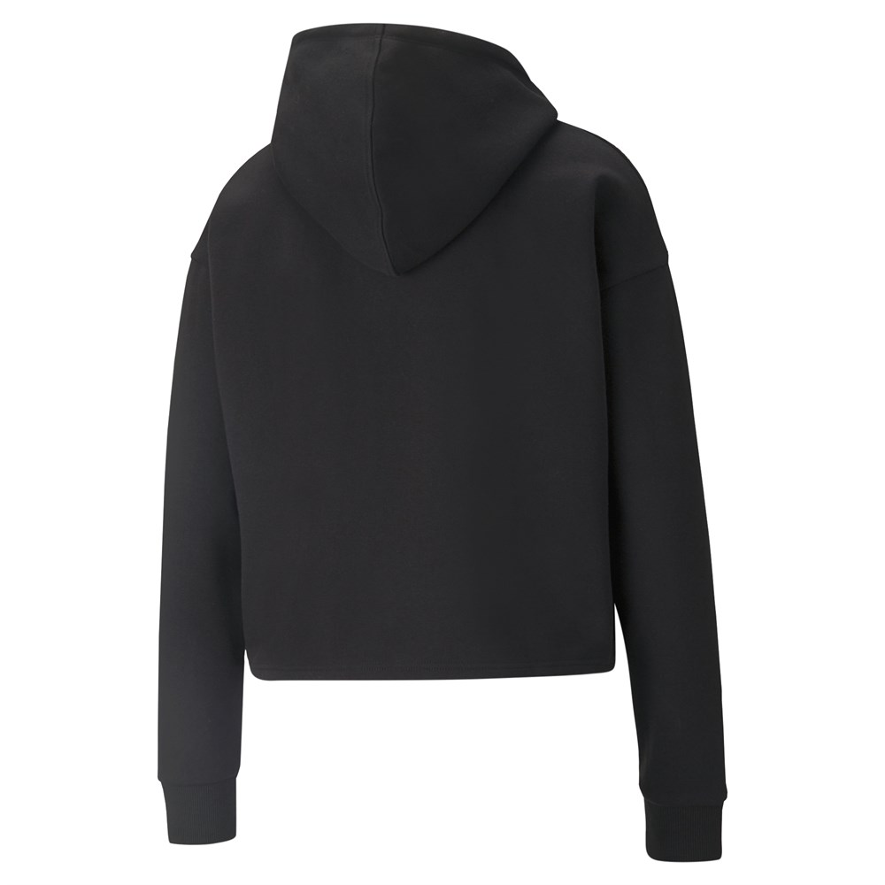 Puma Ess+ Cropped Metallic Logo Hoodie Fl Kadın Siyah Sweatshirt - 58689101