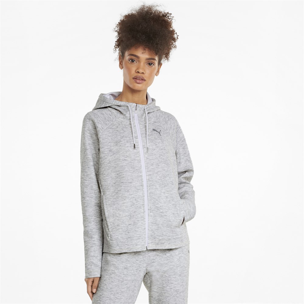 Puma Evostripe Full-Zip Hoodie Kadın Beyaz Sweatshirt - 58915702